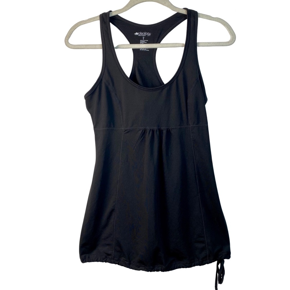 Ideology Black Racerback Athletic Tank Shelf Bra Drawstring Hem NWT S